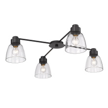 Golden 0314-4FM BLK-CLR - Golden Lighting Remy 4-light Flush Mount in Matte Black